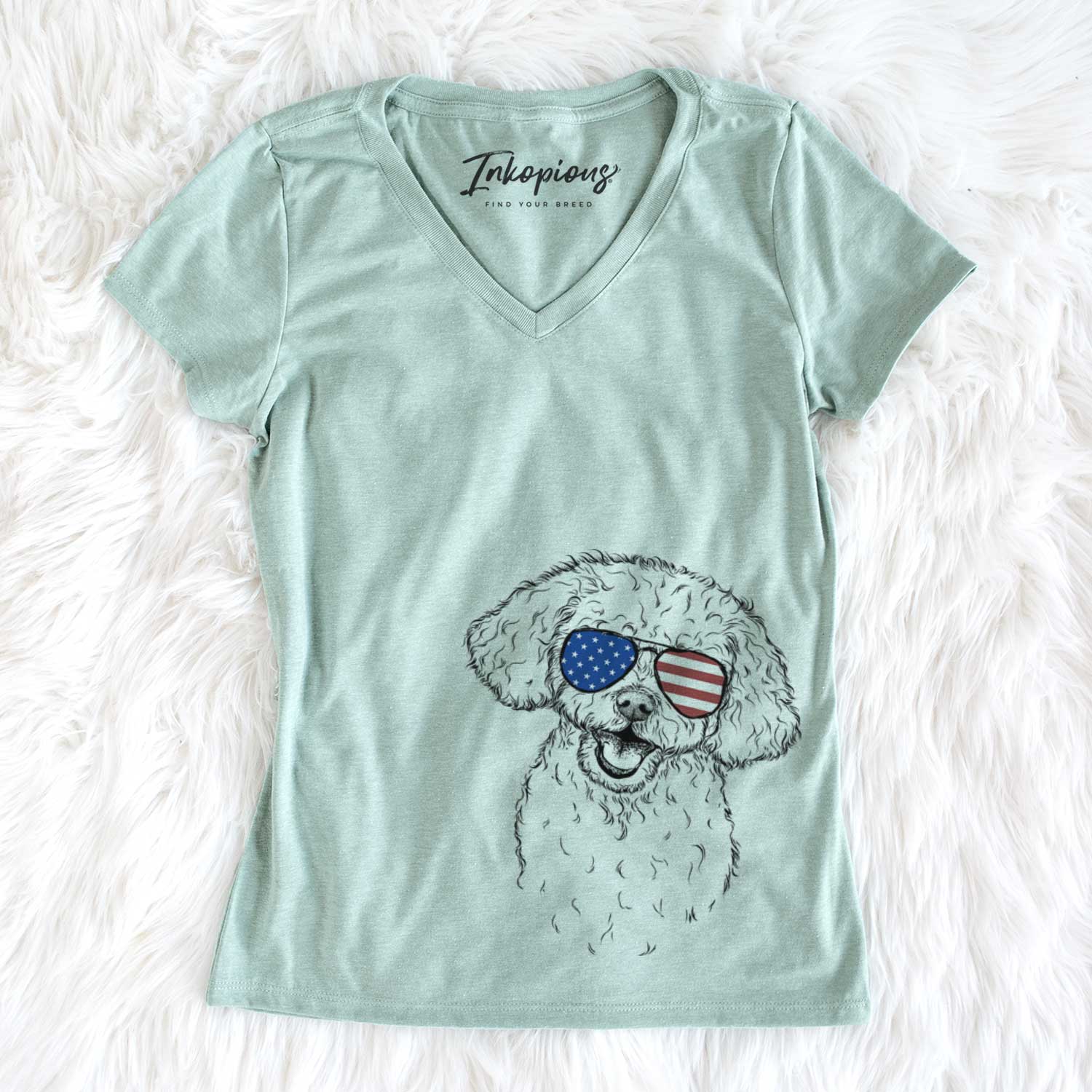 USA Caesar the Bichon Frise - Women's Perfect V-neck Shirt