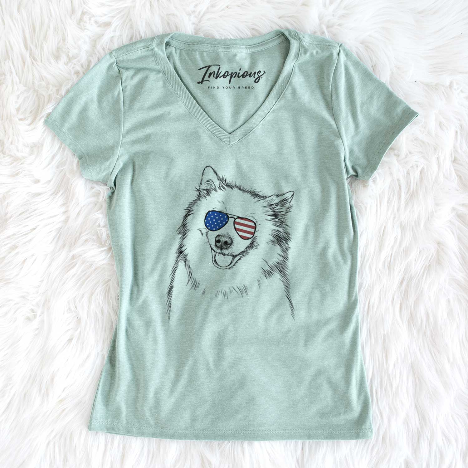 USA Caico the Samoyed - Women's Perfect V-neck Shirt