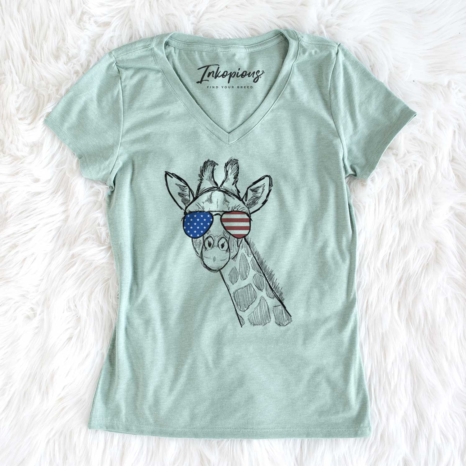 USA Cedrick the Giraffe - Women's Perfect V-neck Shirt