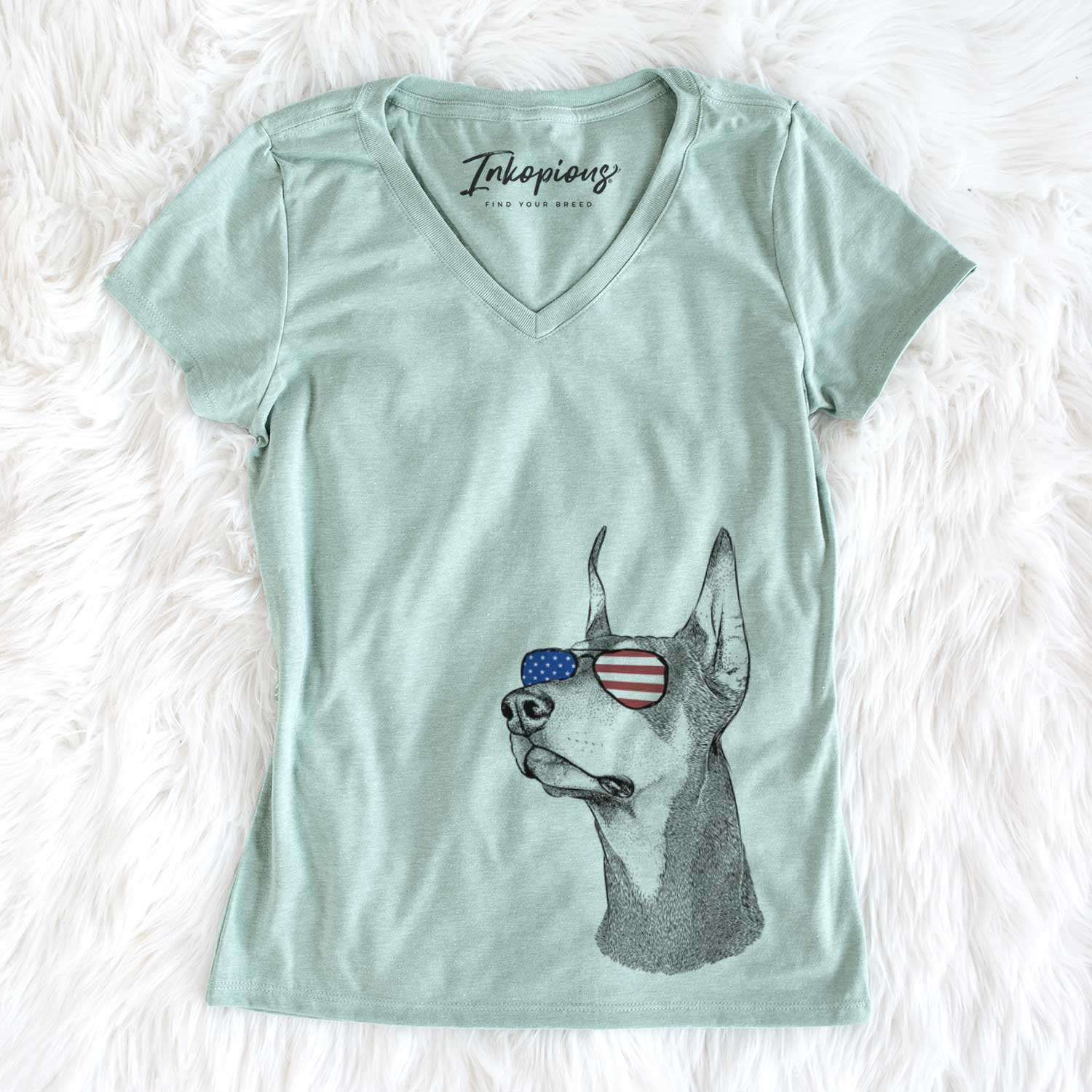 USA Cenza the Doberman Pinscher - Women's Perfect V-neck Shirt