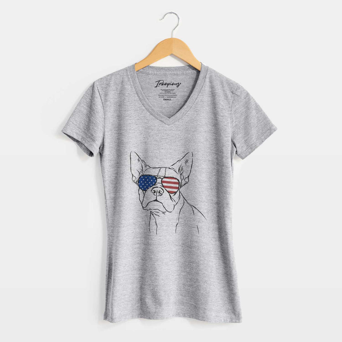 USA Charles the Boston Terrier - Women&#39;s Perfect V-neck Shirt