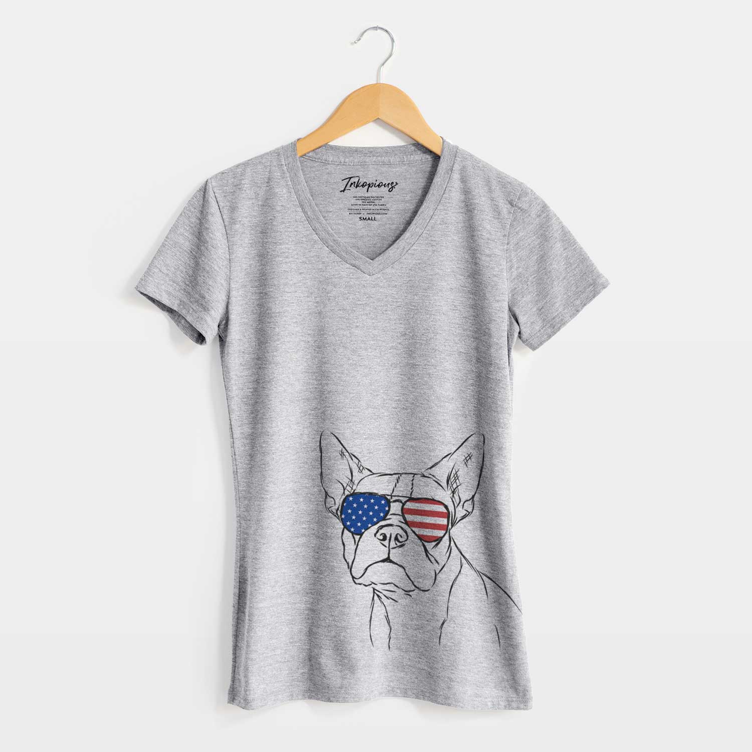 USA Charles the Boston Terrier - Women's Perfect V-neck Shirt