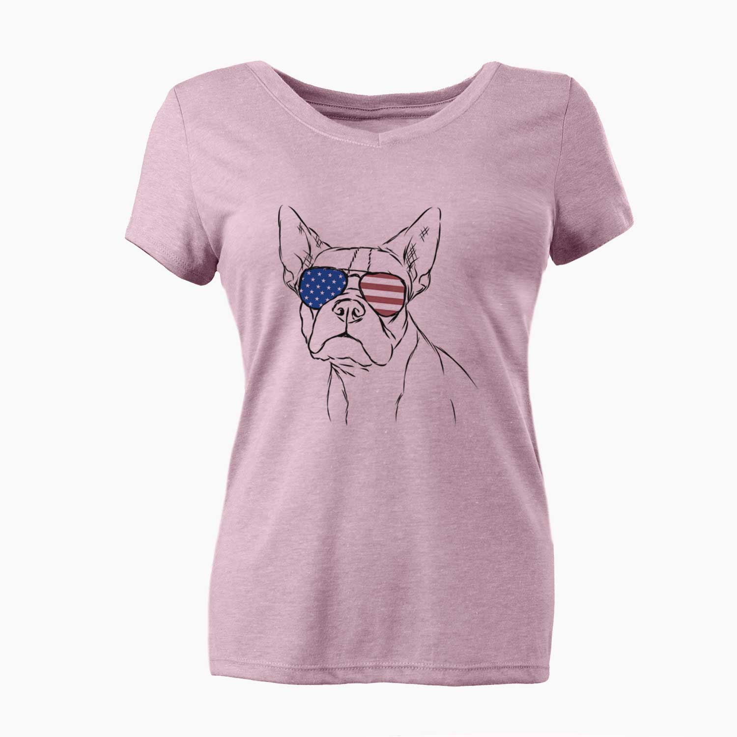 USA Charles the Boston Terrier - Women's Perfect V-neck Shirt