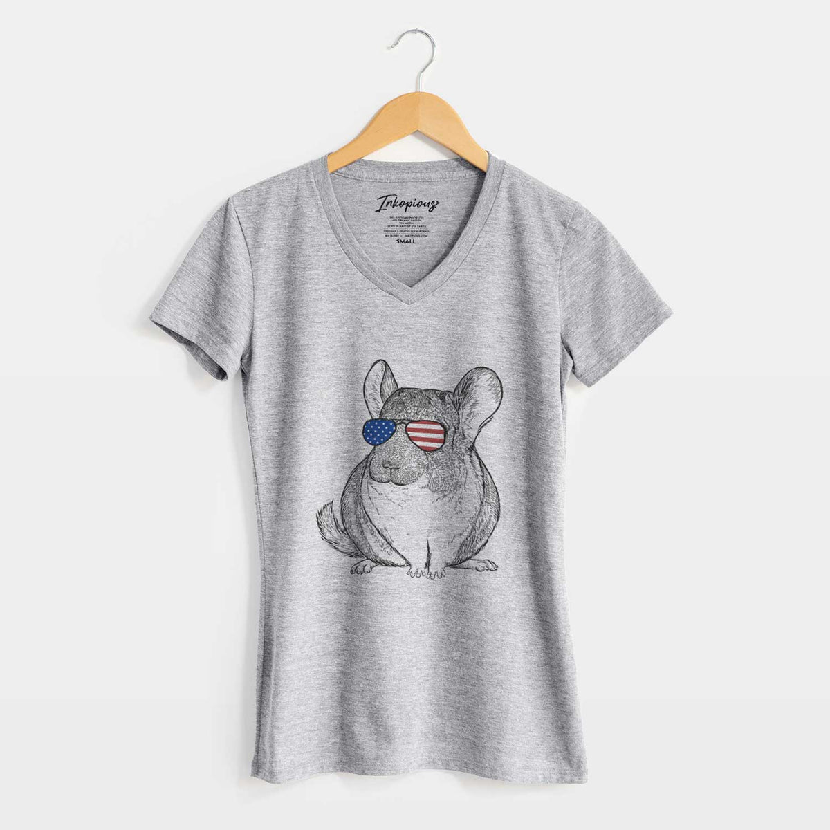 USA Cheddar the Chinchilla - Women&#39;s Perfect V-neck Shirt