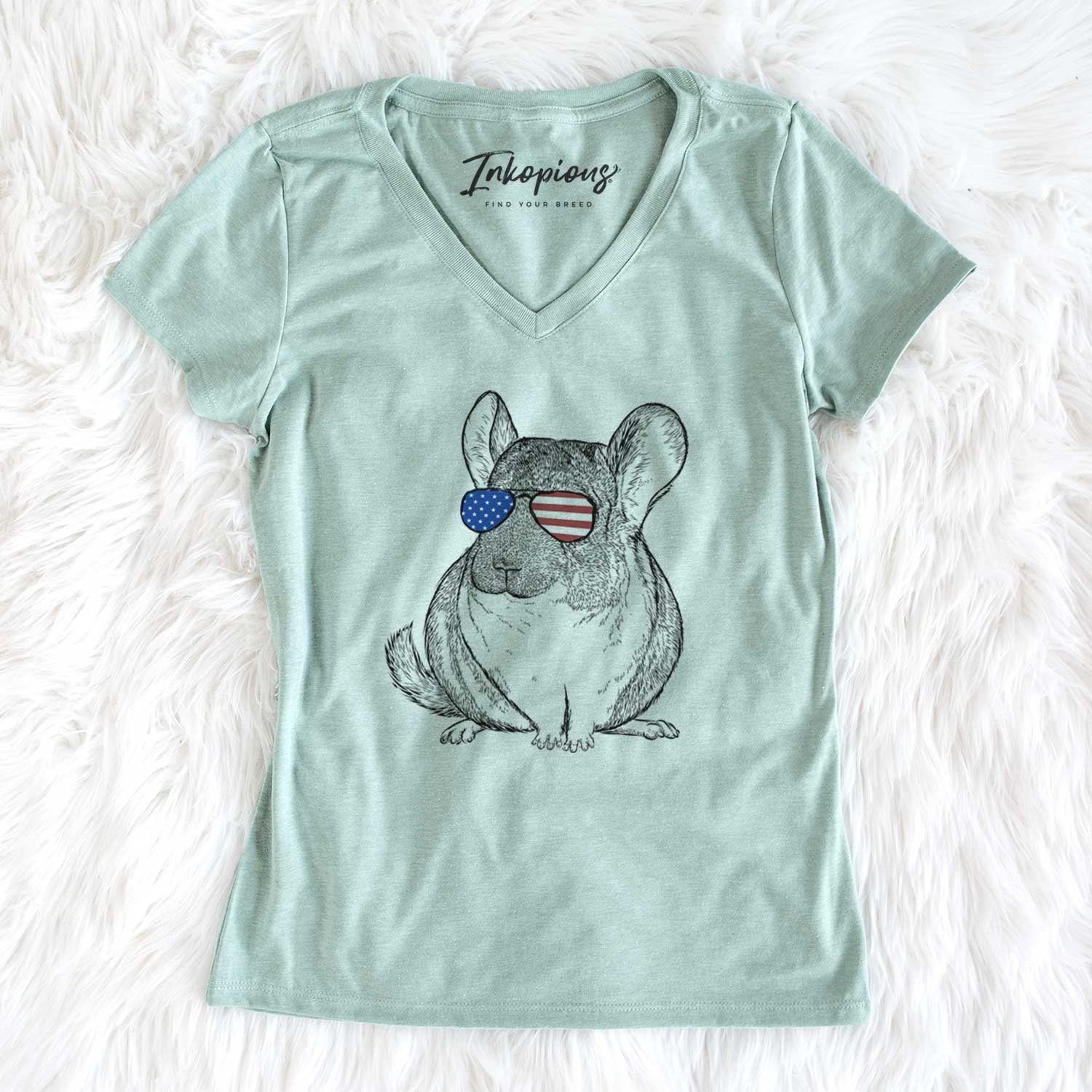 USA Cheddar the Chinchilla - Women's Perfect V-neck Shirt