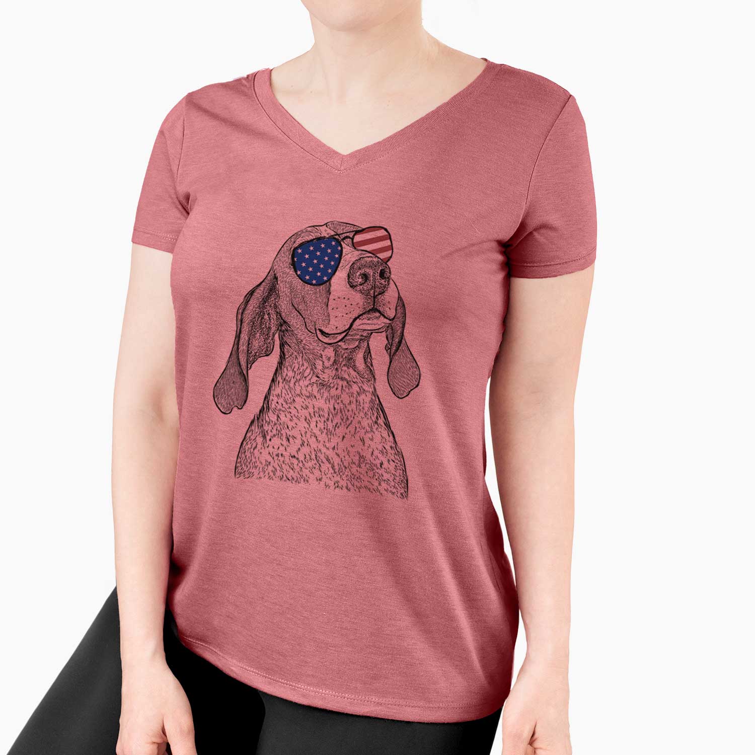 USA Chester the Red Tick Coonhound - Women's Perfect V-neck Shirt