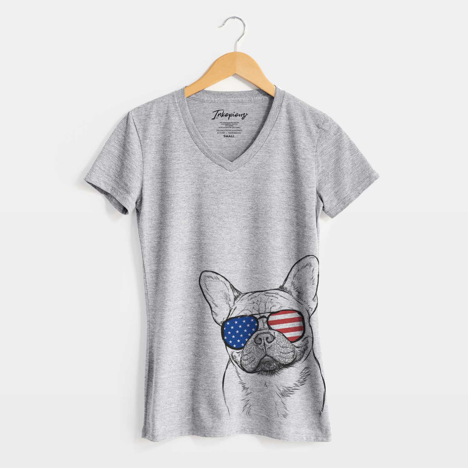 USA Chew Chew the French Bulldog - Women's Perfect V-neck Shirt