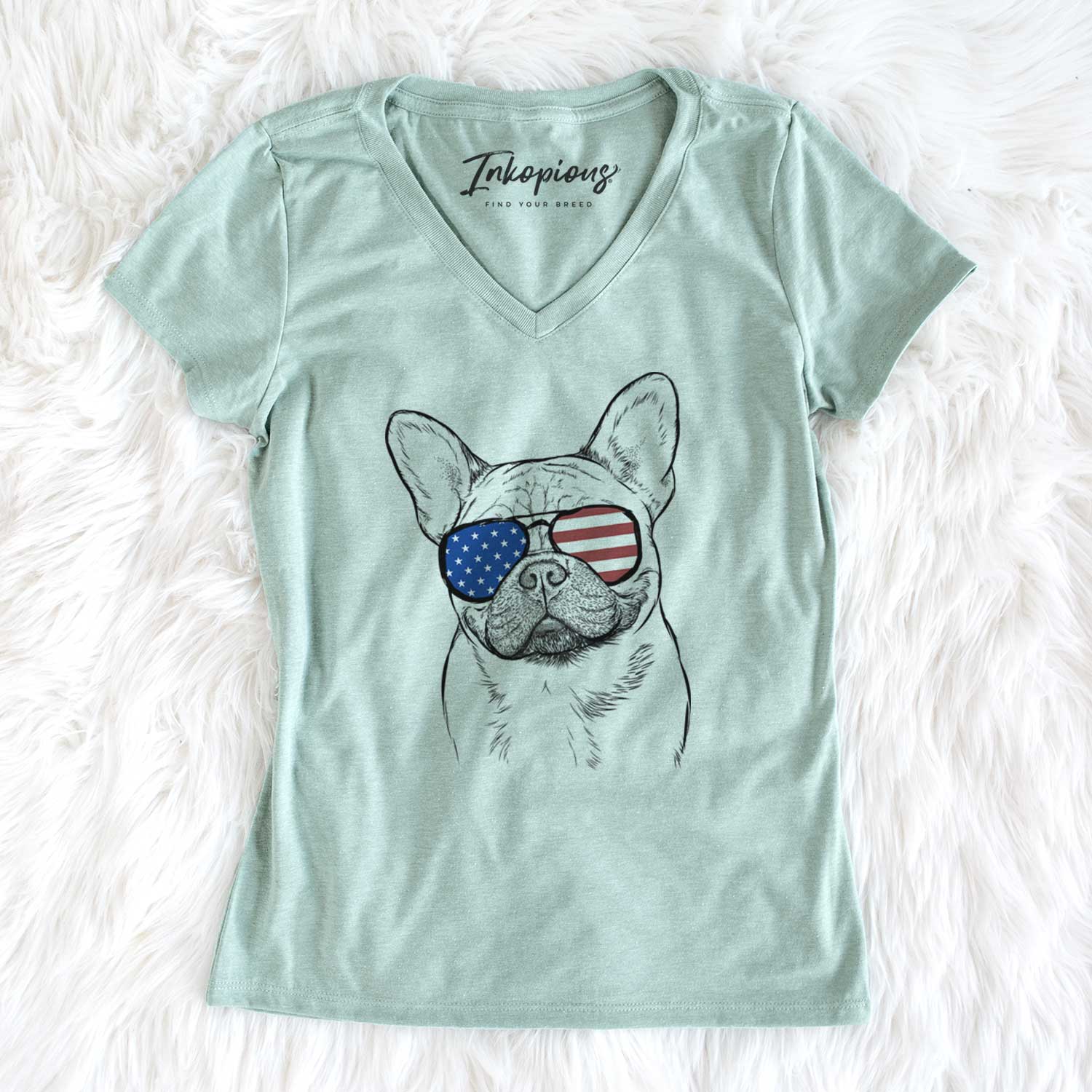 USA Chew Chew the French Bulldog - Women's Perfect V-neck Shirt