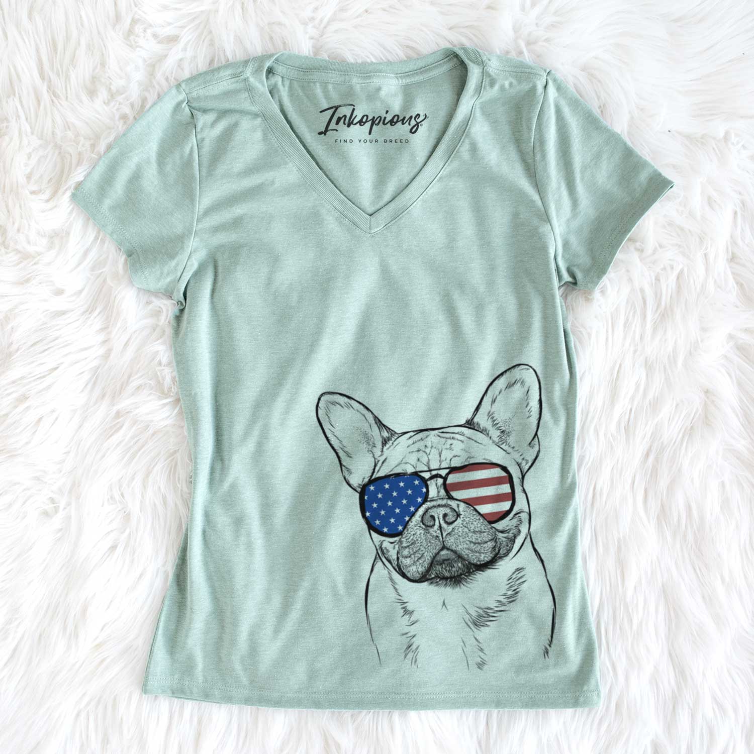 USA Chew Chew the French Bulldog - Women's Perfect V-neck Shirt