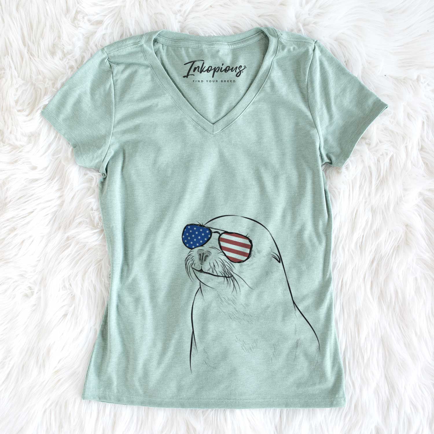 USA Chip the California Sea Lion - Women's Perfect V-neck Shirt