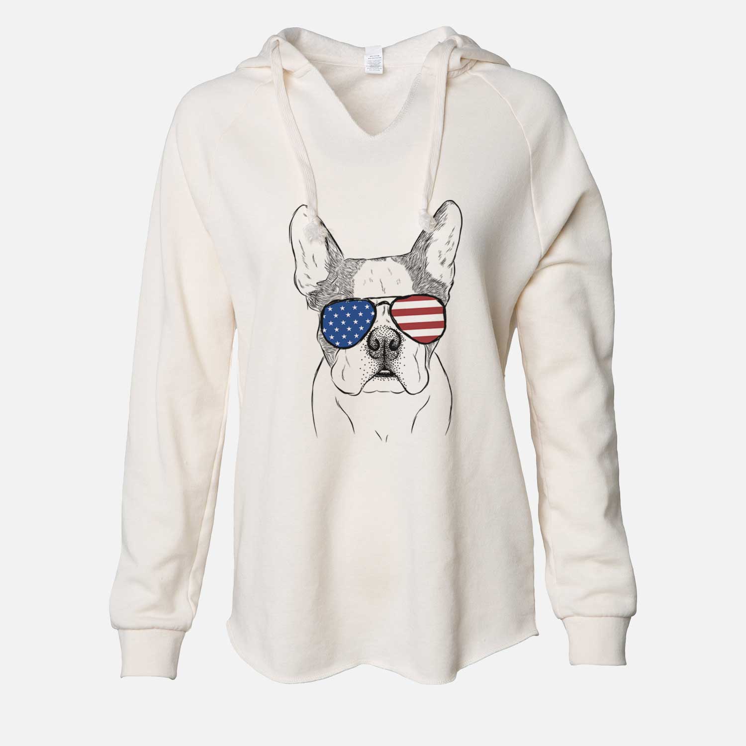 USA Chocolate Chip the Boston Terrier - Cali Wave Hooded Sweatshirt