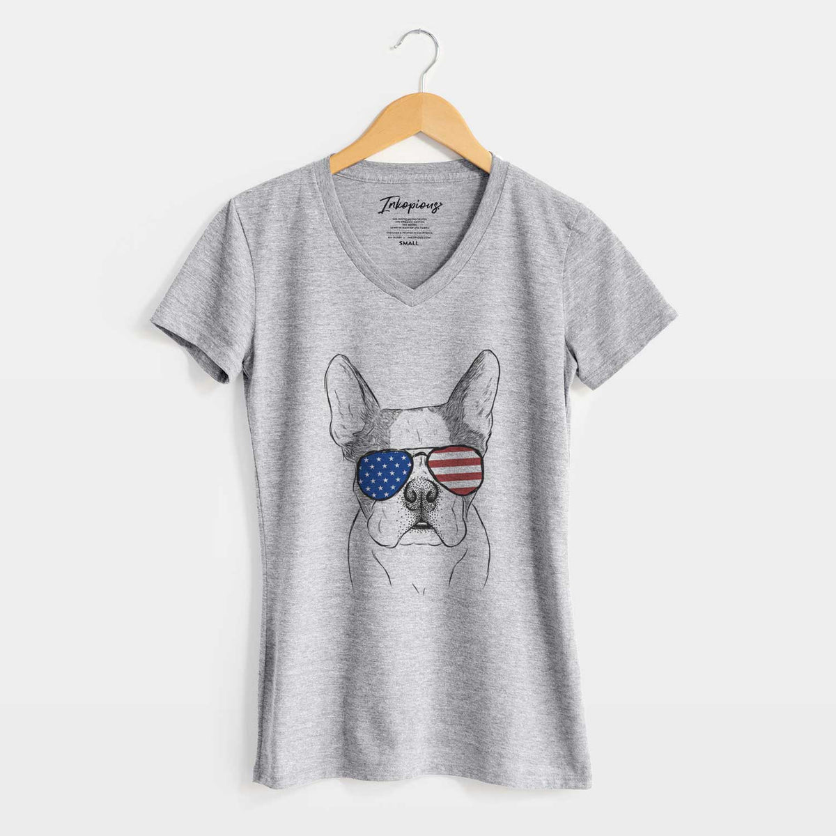 USA Chocolate Chip the Boston Terrier - Women&#39;s Perfect V-neck Shirt