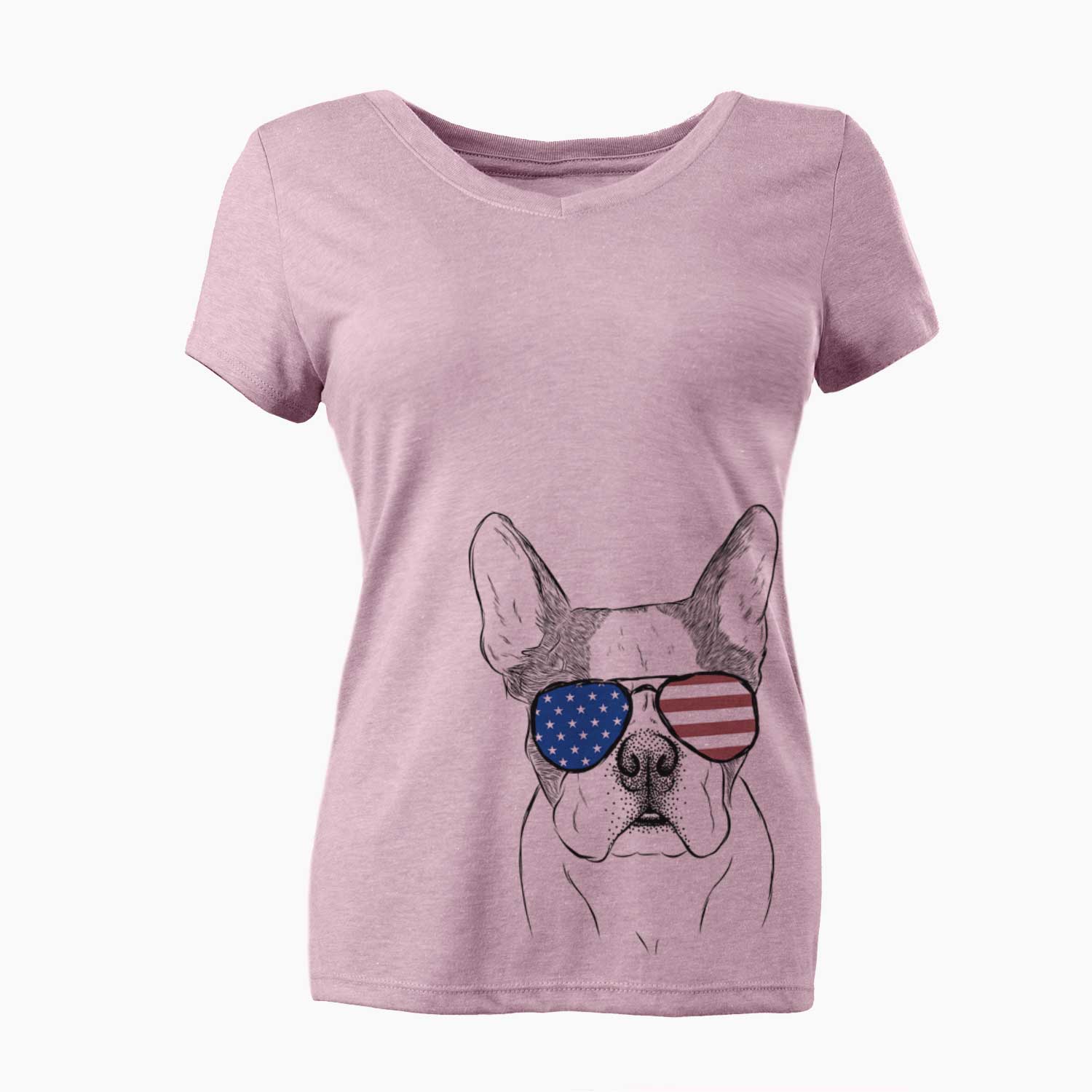 USA Chocolate Chip the Boston Terrier - Women's Perfect V-neck Shirt