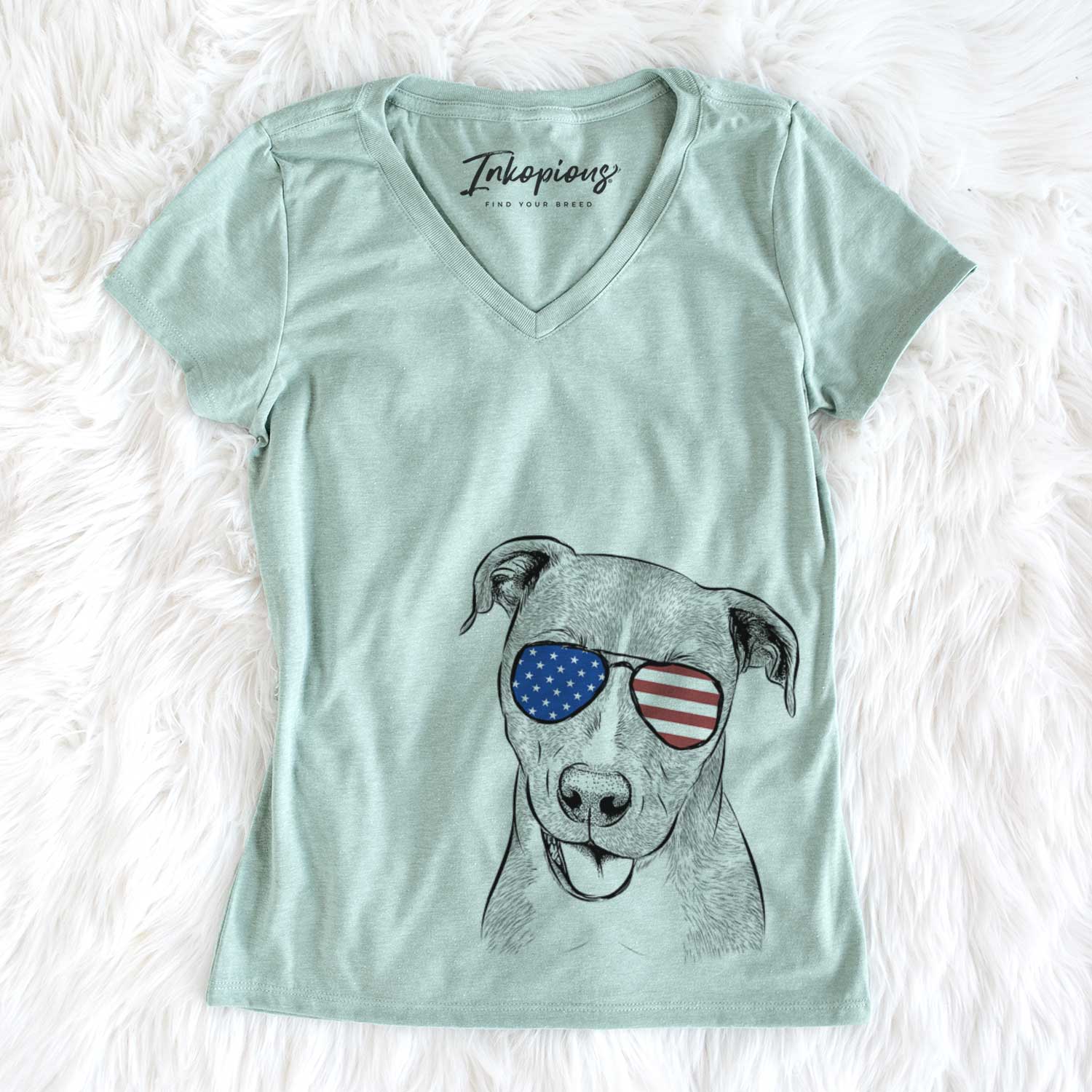 USA Claiborne the American Staffordshire Terrier - Women's Perfect V-neck Shirt