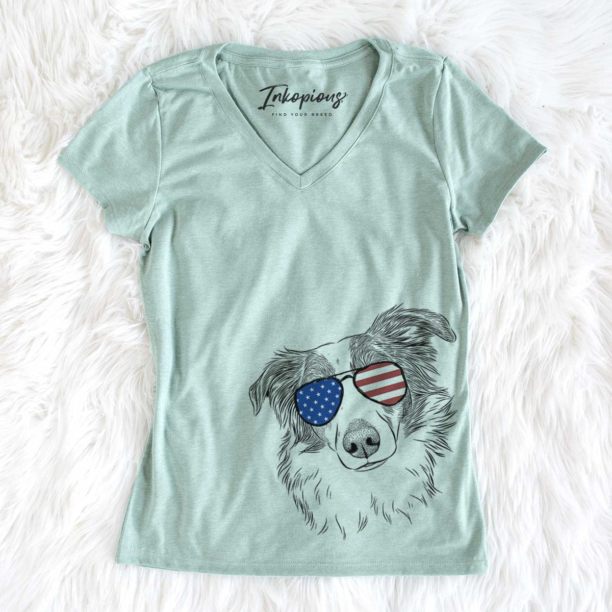 USA Cyclone the Australian Shepherd - Women's Perfect V-neck Shirt