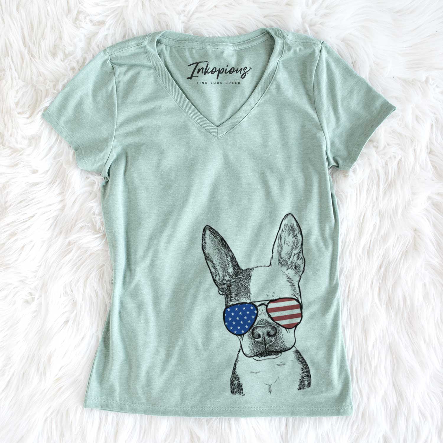 USA Daisy the Boston Terrier - Women's Perfect V-neck Shirt