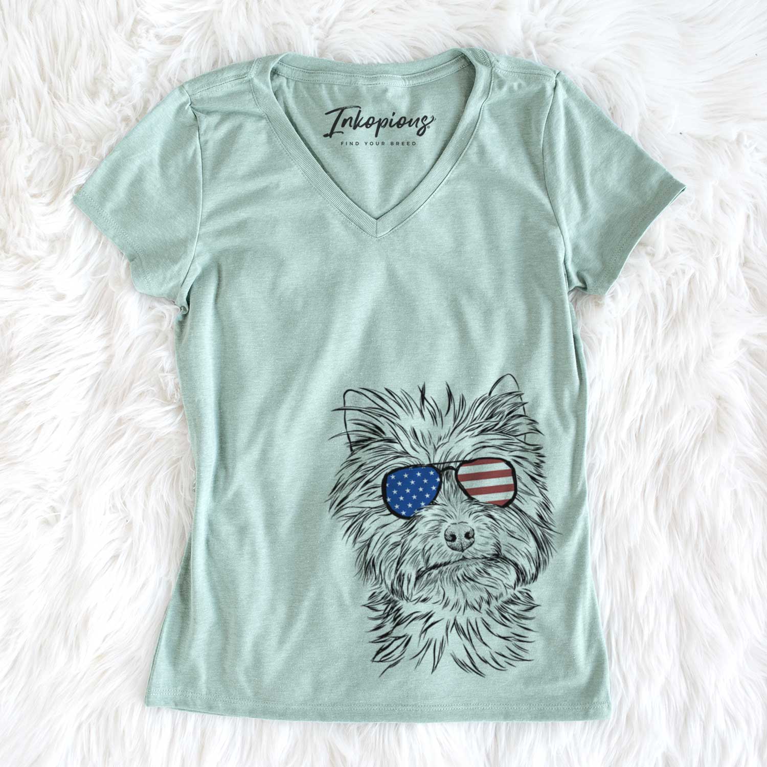 USA Dakota the Yorkshire Terrier - Women's Perfect V-neck Shirt