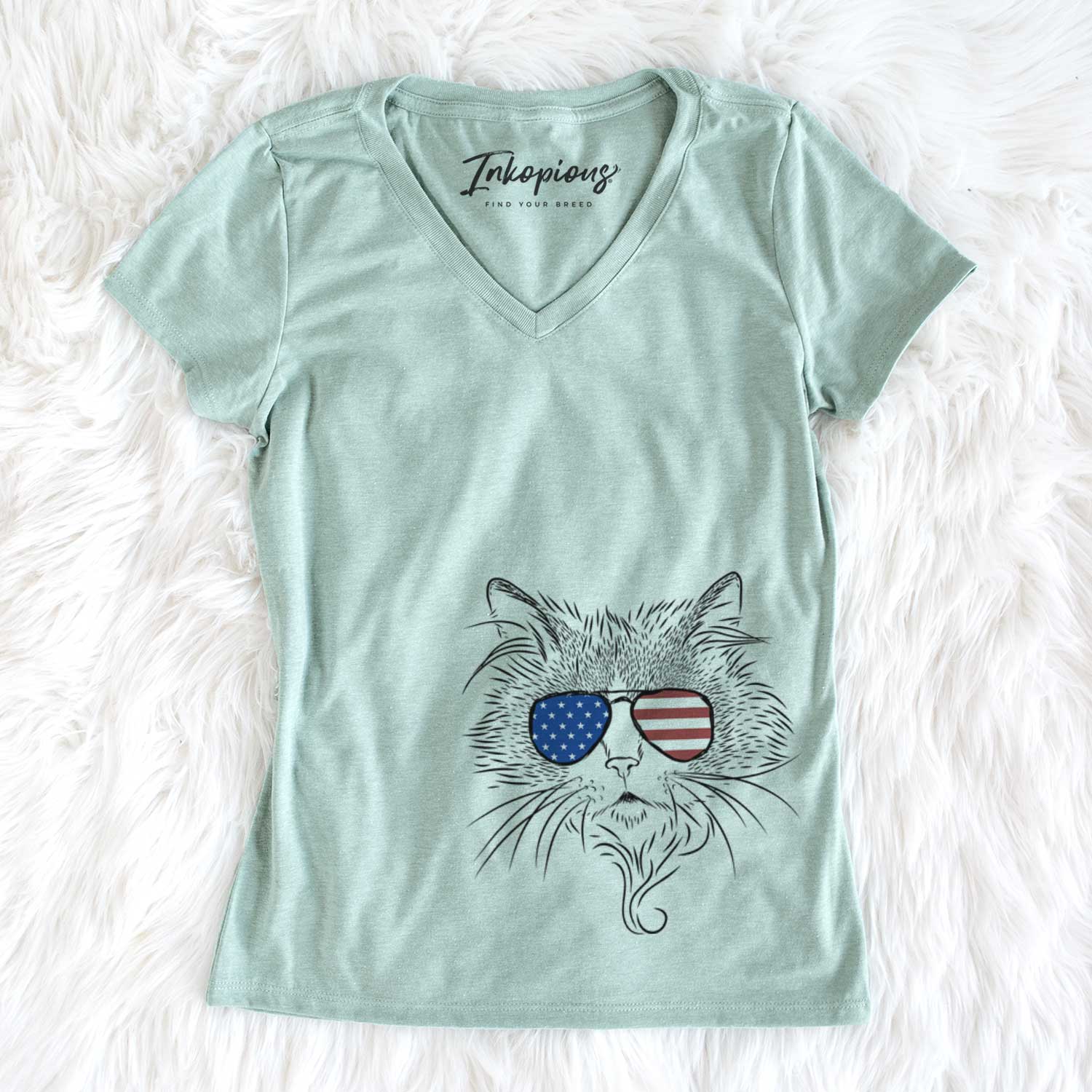 USA Daniel the Ragdoll Cat - Women's Perfect V-neck Shirt