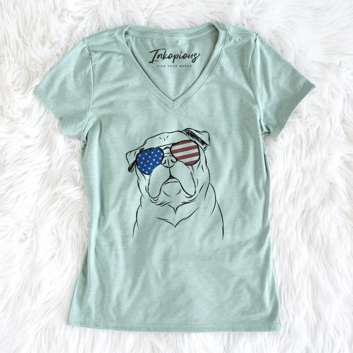 USA Darling Chloe the Pug - Women's Perfect V-neck Shirt