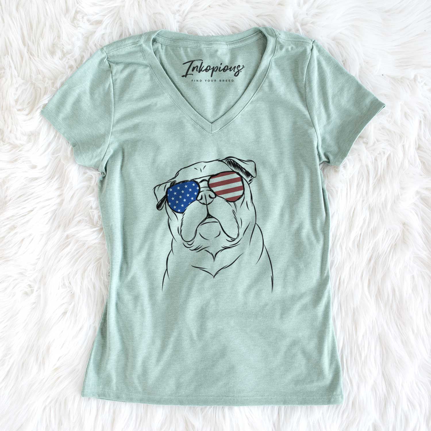 USA Darling Chloe the Pug - Women's Perfect V-neck Shirt