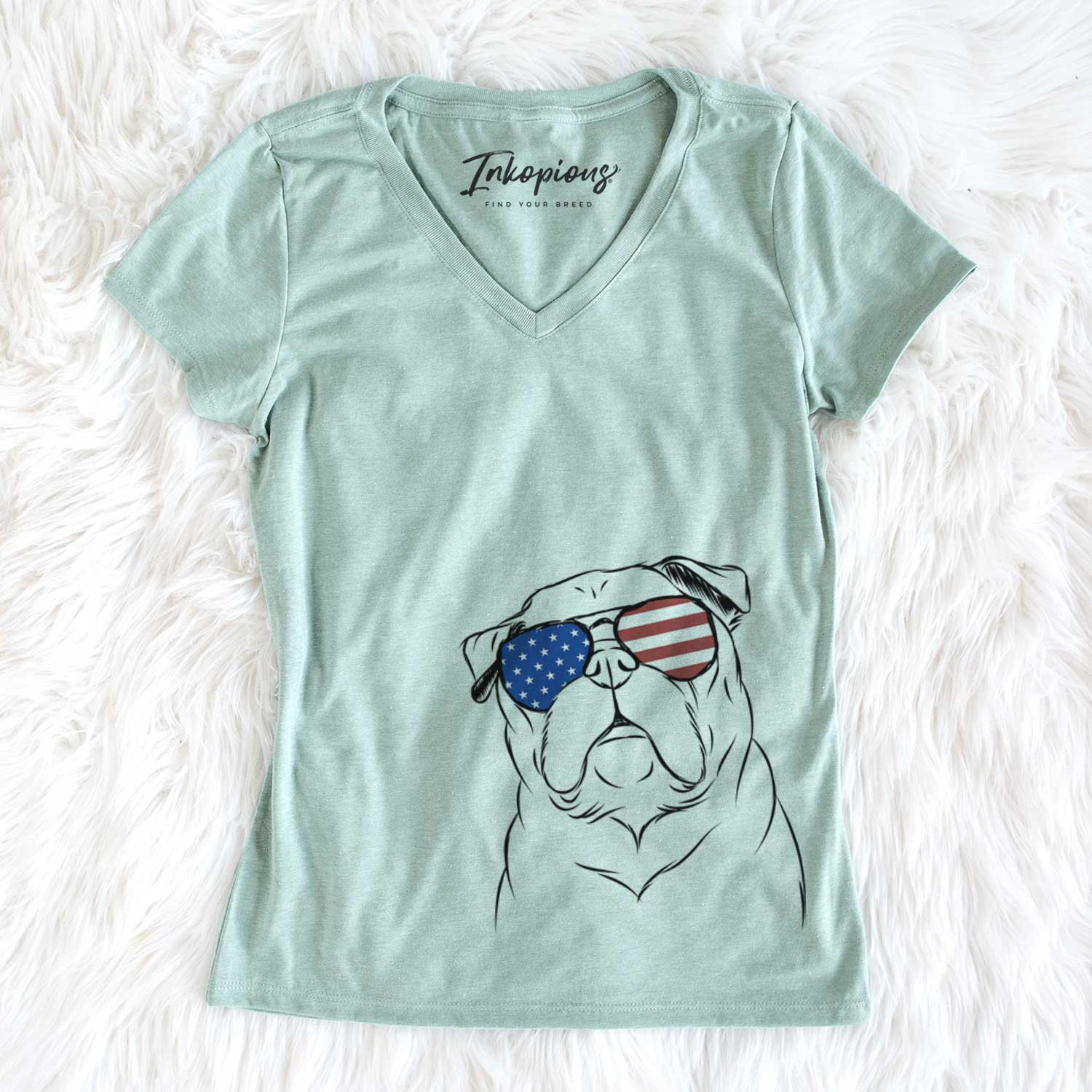 USA Darling Chloe the Pug - Women's Perfect V-neck Shirt
