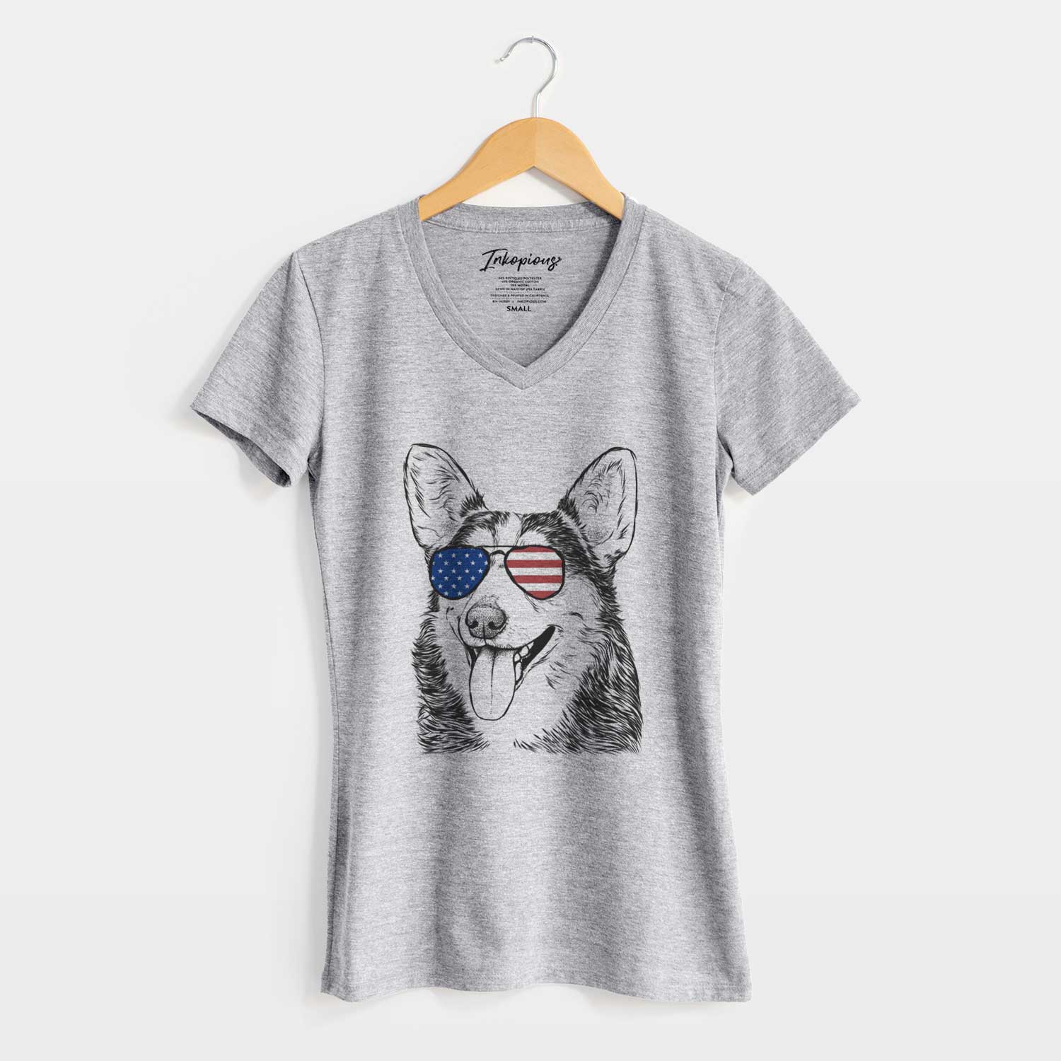 USA Darma the Corgi - Women's Perfect V-neck Shirt