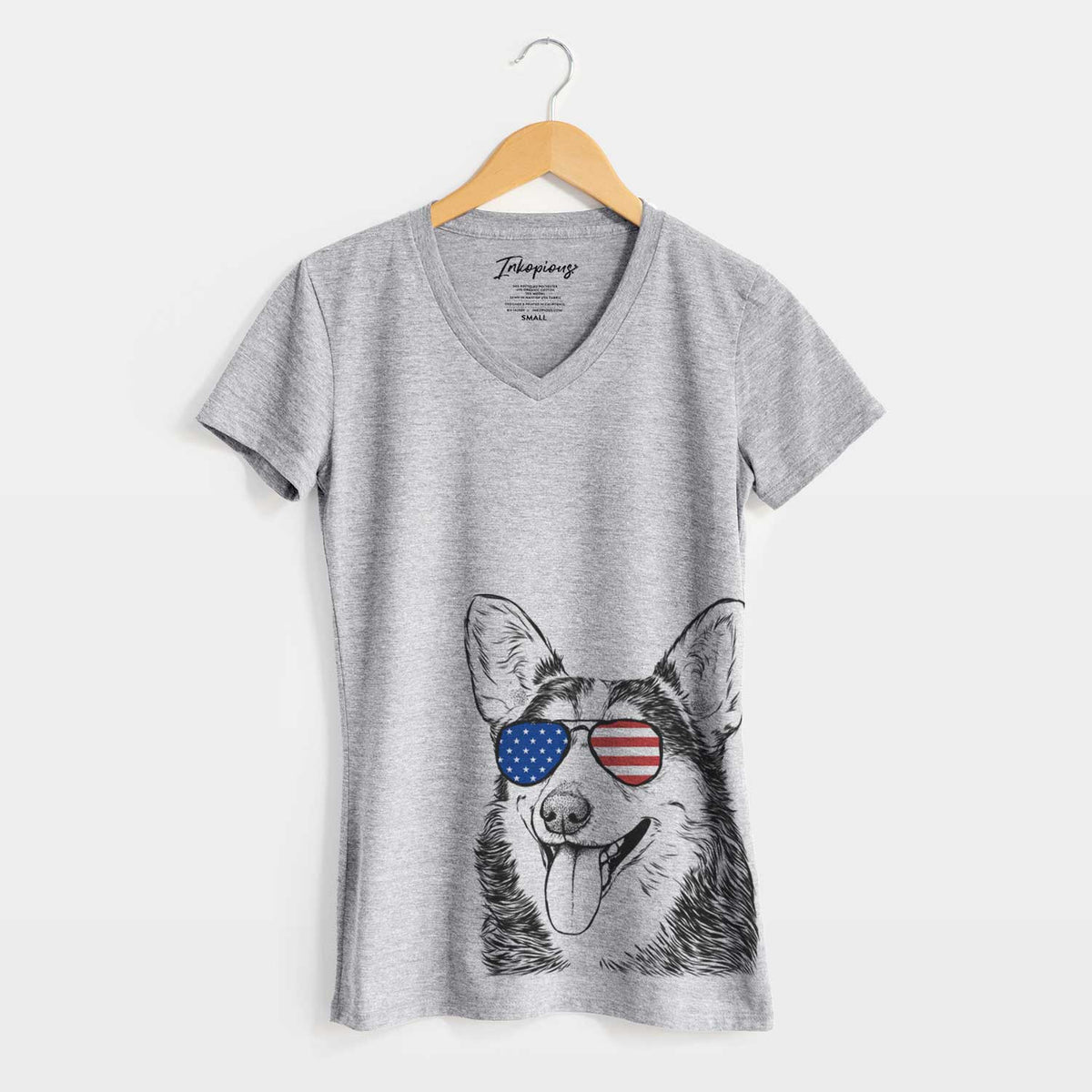 USA Darma the Corgi - Women's Perfect V-neck Shirt