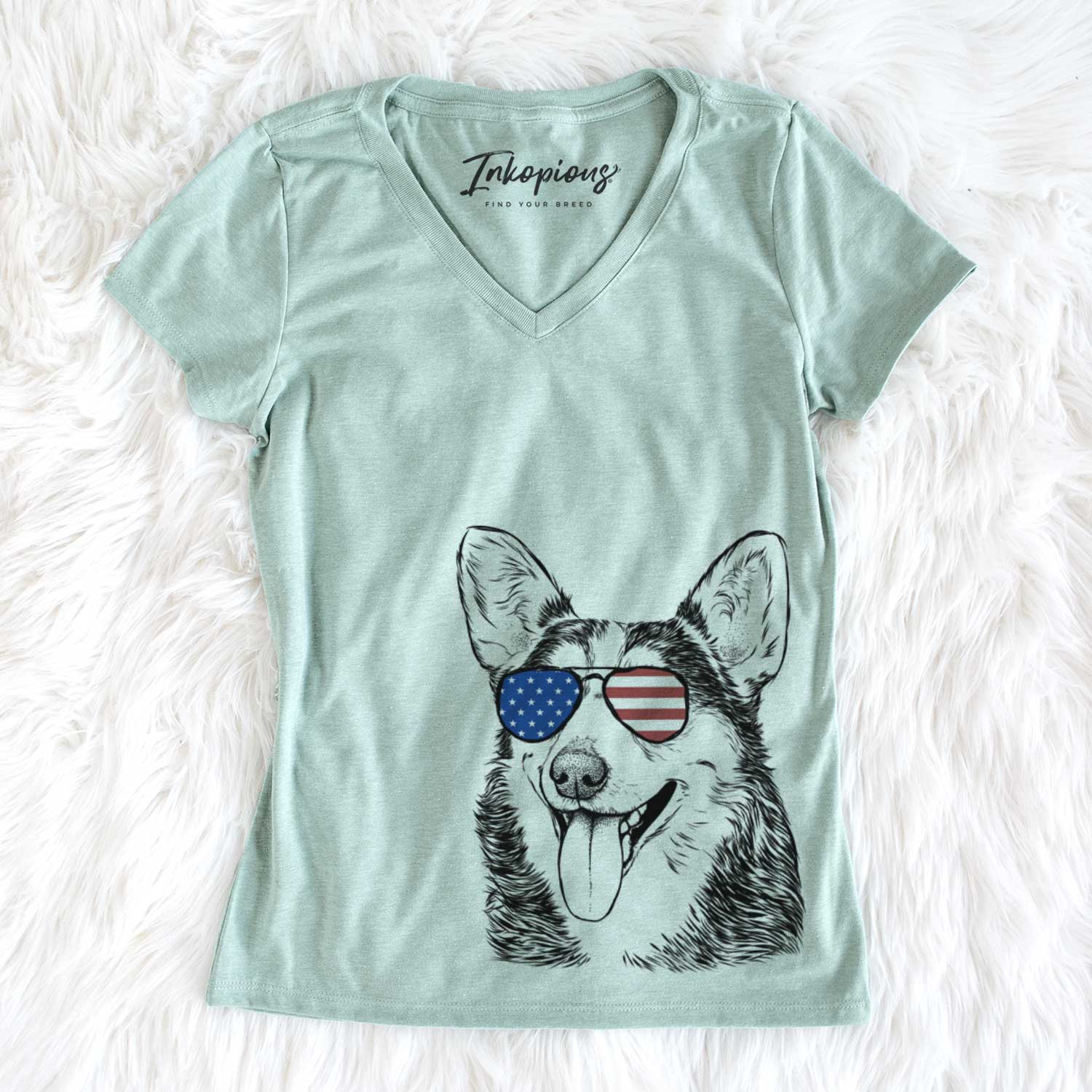 USA Darma the Corgi - Women's Perfect V-neck Shirt