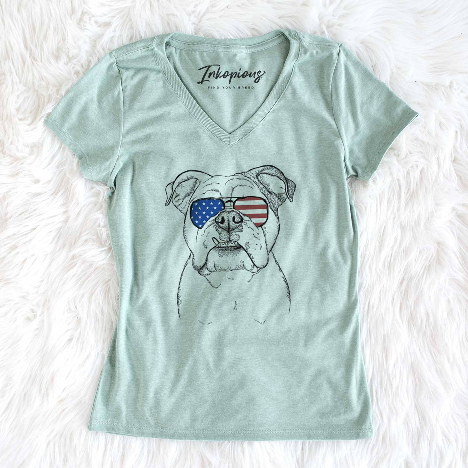 USA Dazy the English Bulldog - Women's Perfect V-neck Shirt