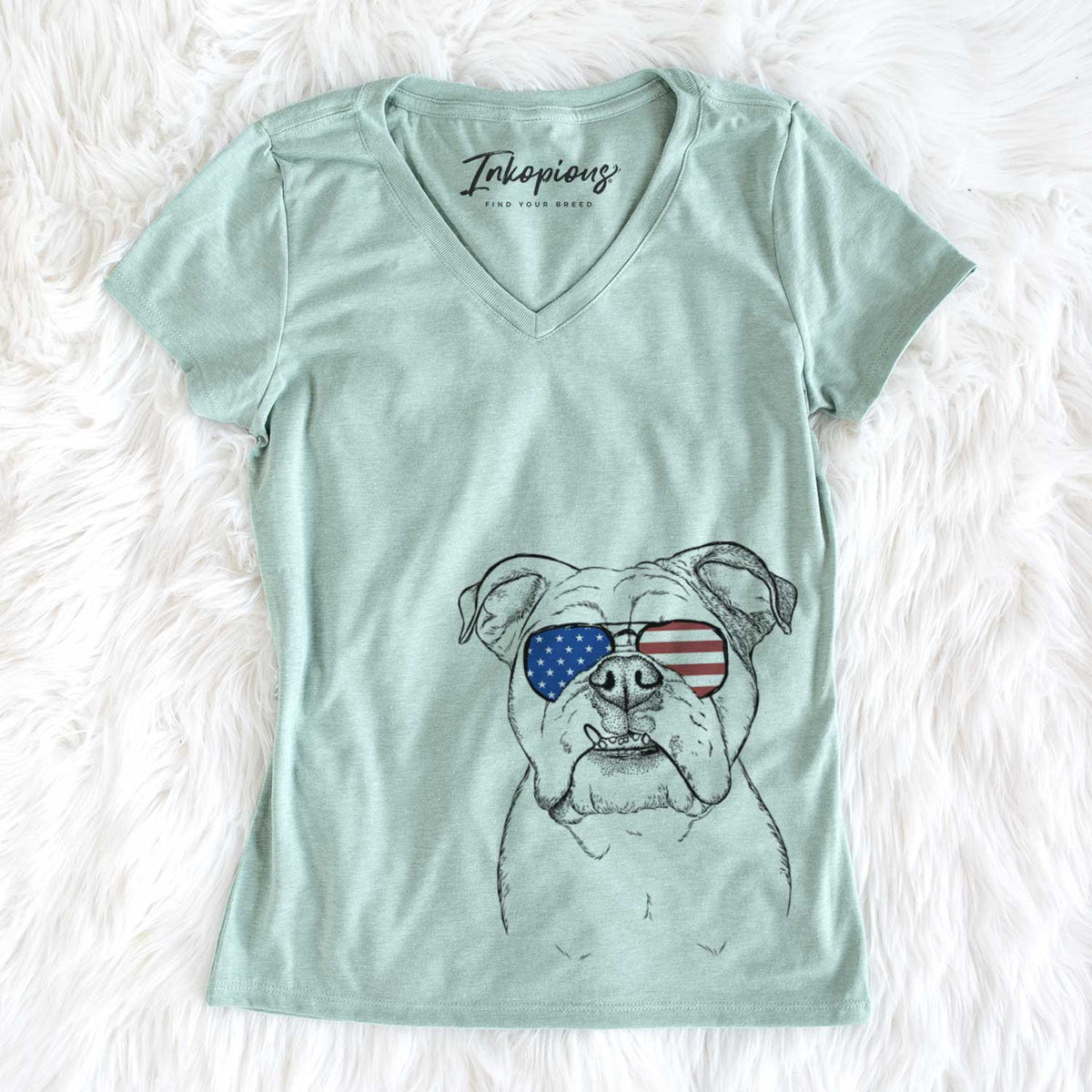 USA Dazy the English Bulldog - Women's Perfect V-neck Shirt