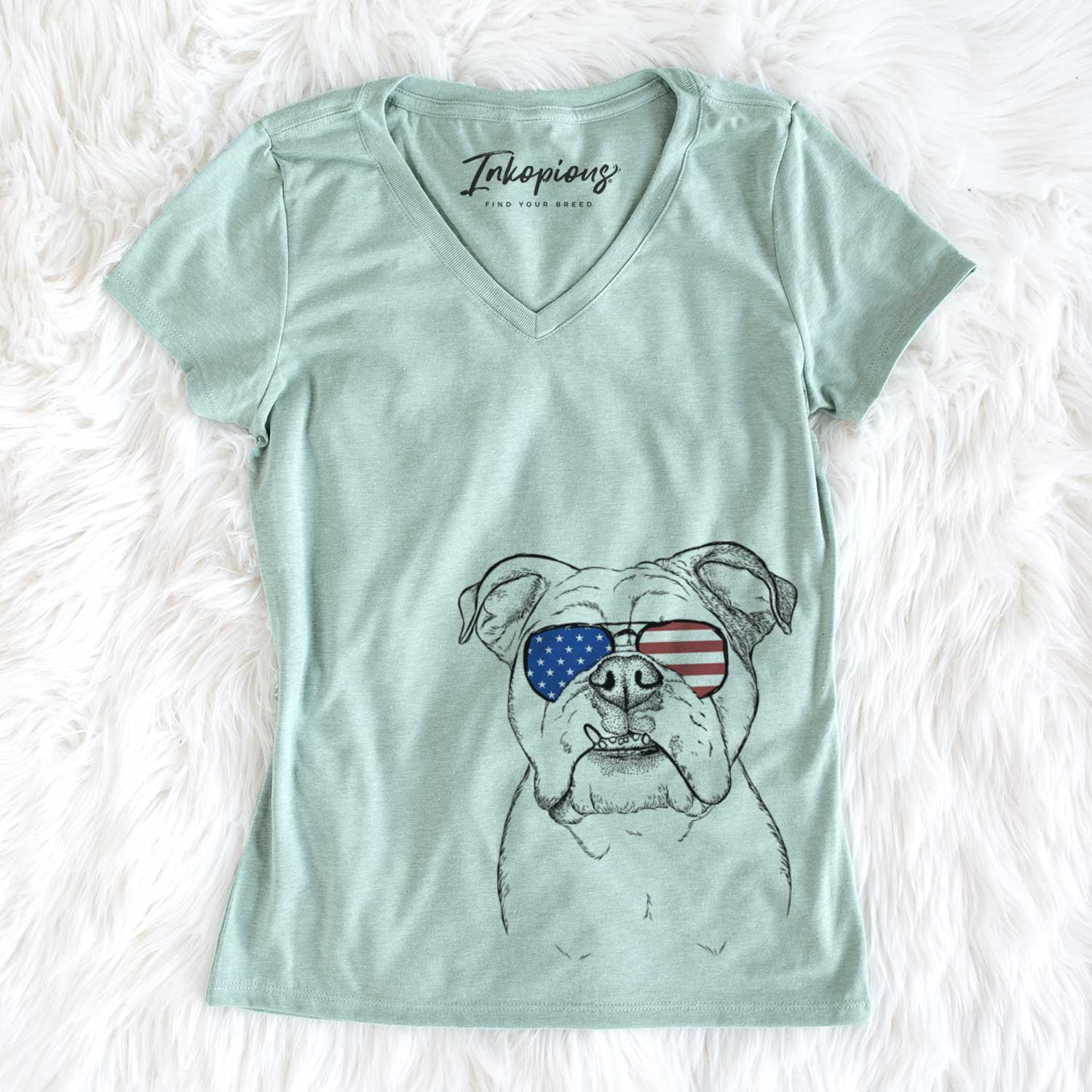 USA Dazy the English Bulldog - Women's Perfect V-neck Shirt
