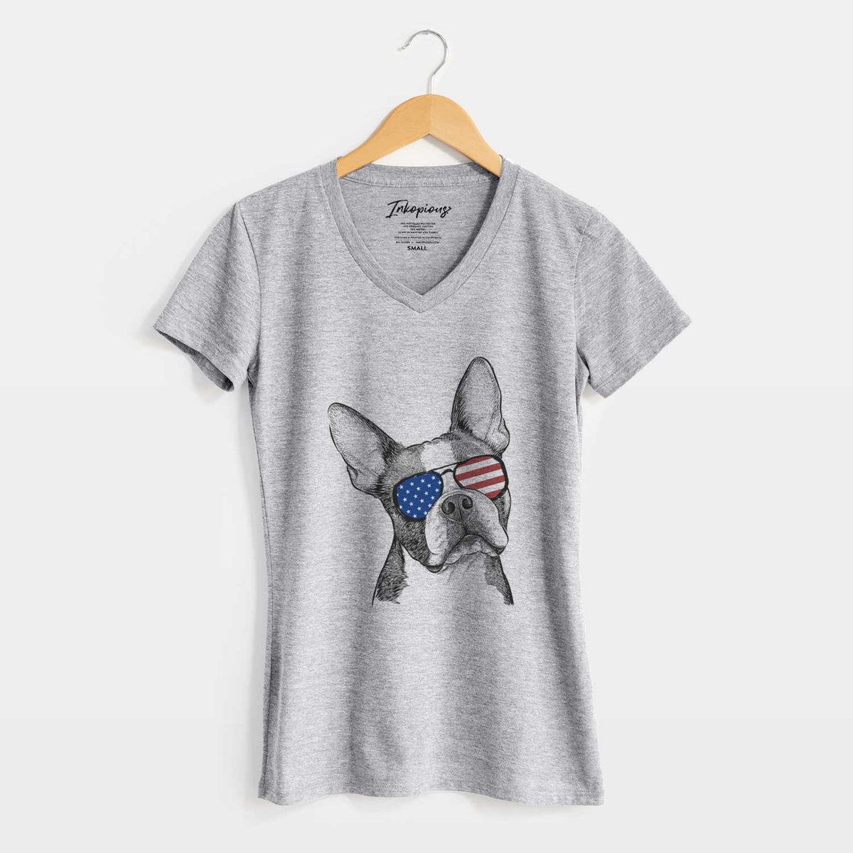 USA Dee Dee the Boston Terrier - Women&#39;s Perfect V-neck Shirt