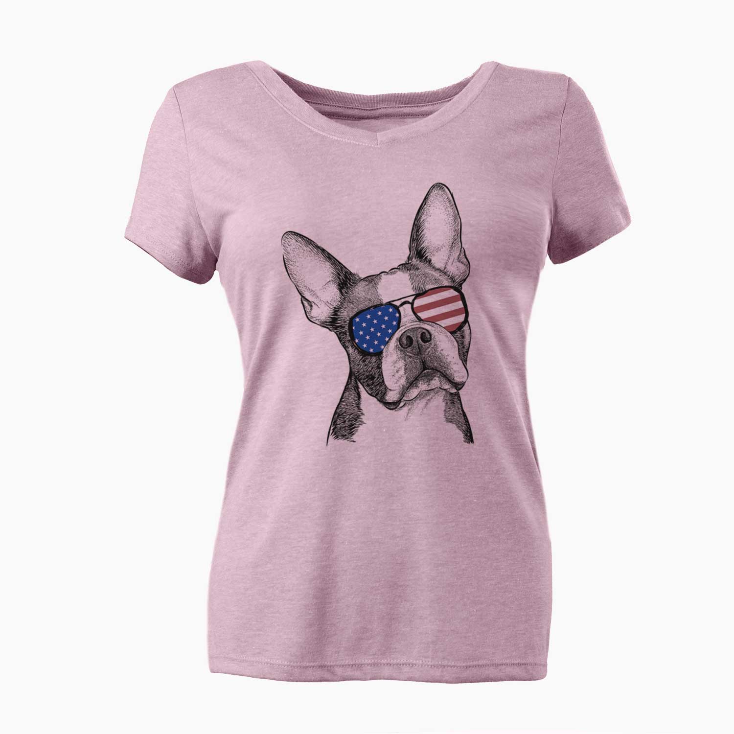 USA Dee Dee the Boston Terrier - Women's Perfect V-neck Shirt