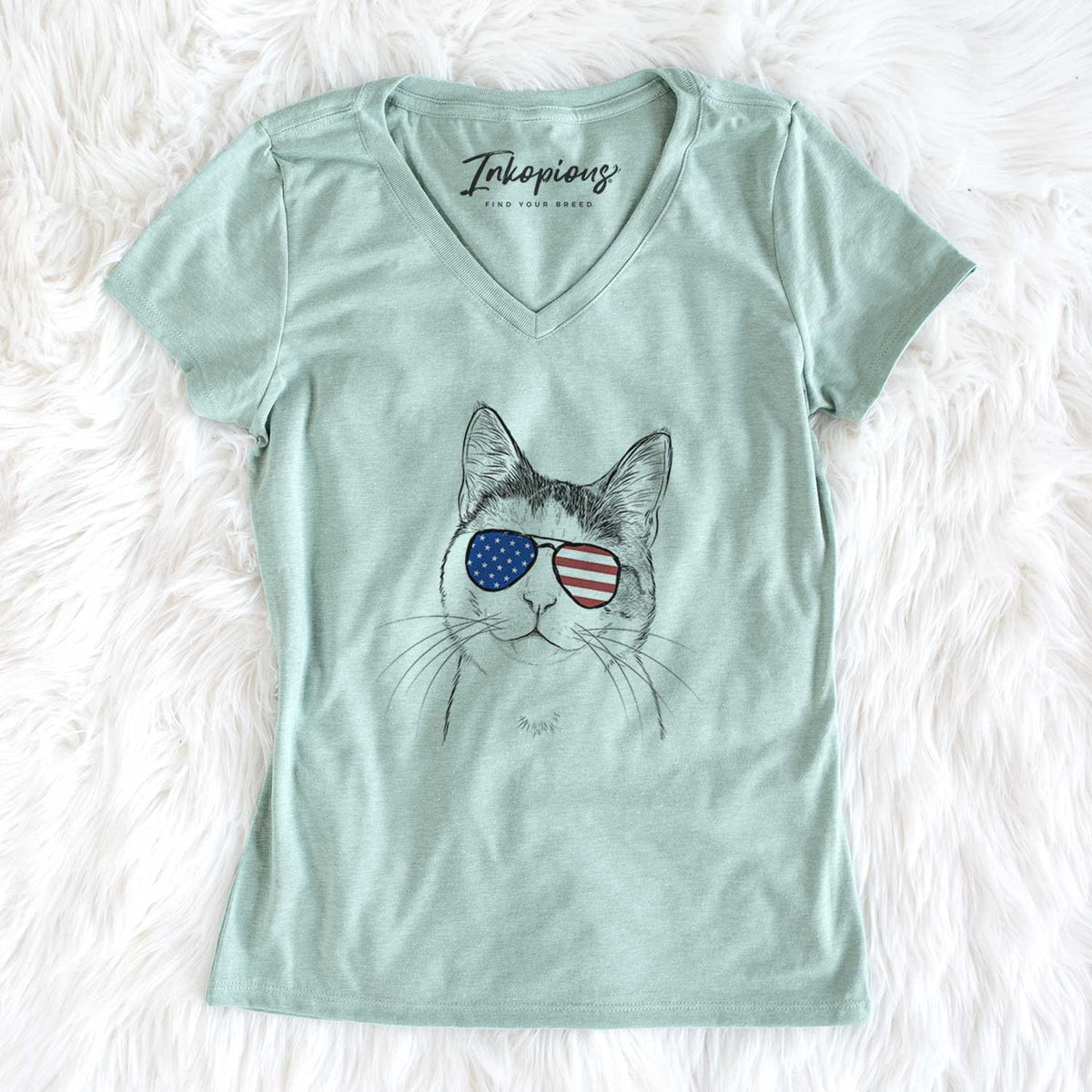 USA Denver the Calico Cat - Women's Perfect V-neck Shirt