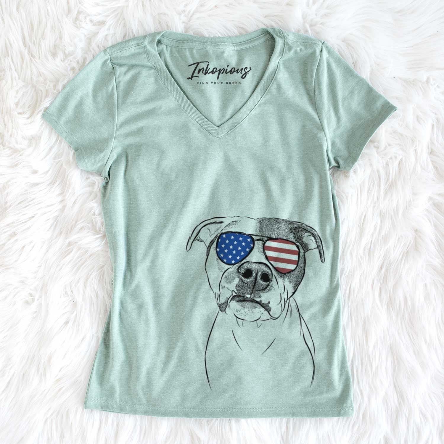 USA Dexter the Pitbull - Women's Perfect V-neck Shirt