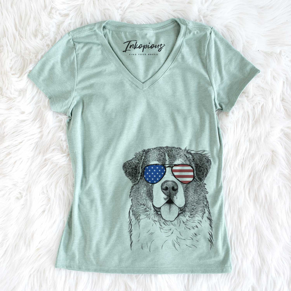 USA Dilly the Saint Bernard - Women's Perfect V-neck Shirt