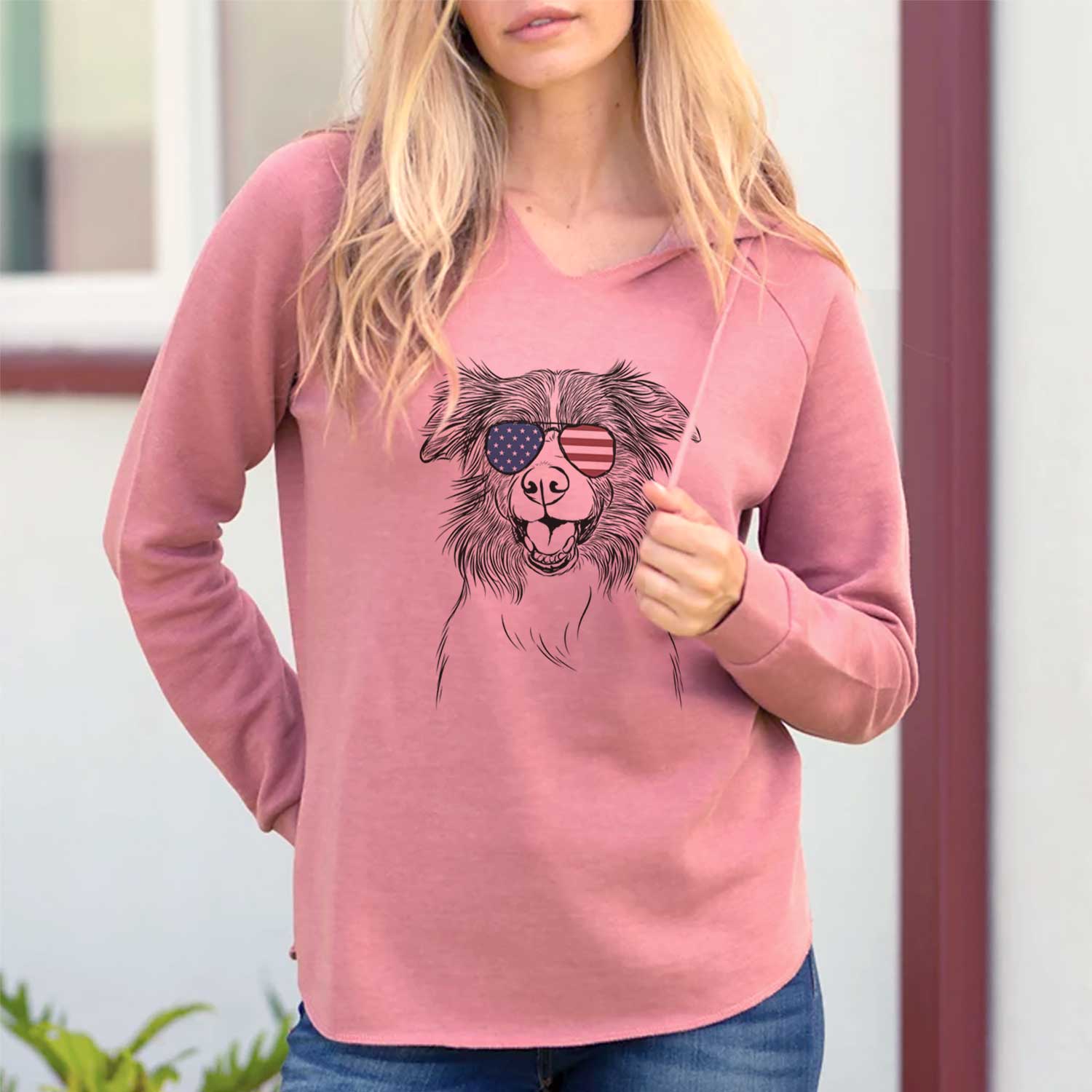 USA Dizzy the Border Collie - Cali Wave Hooded Sweatshirt