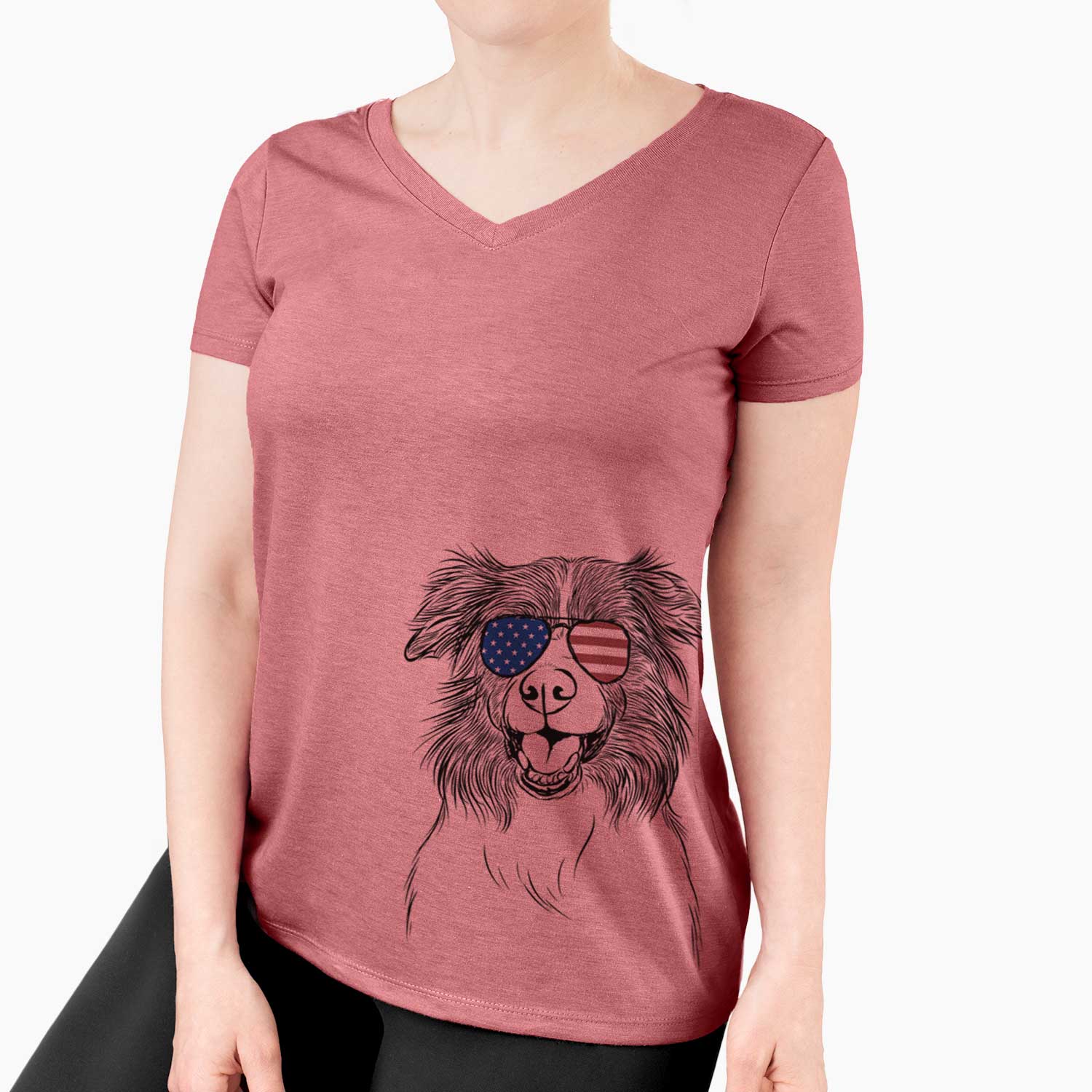 USA Dizzy the Border Collie - Women's Perfect V-neck Shirt