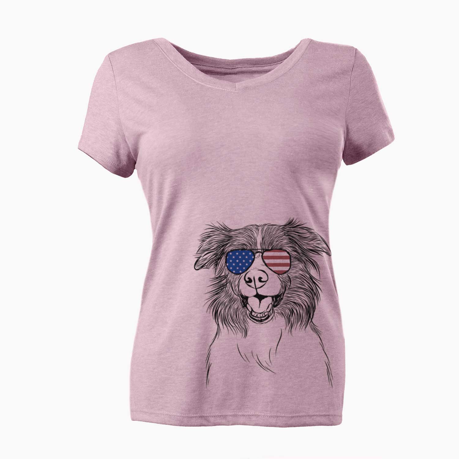 USA Dizzy the Border Collie - Women's Perfect V-neck Shirt