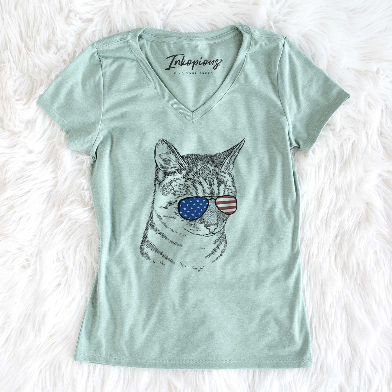 USA Dora the Tabby Cat - Women's Perfect V-neck Shirt