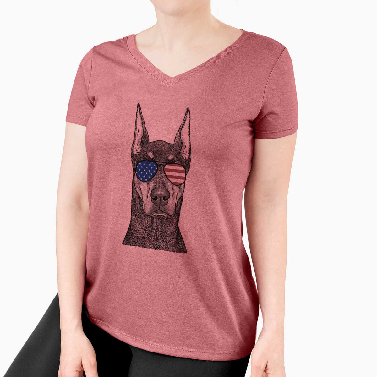 USA Drake the Doberman Pinscher - Women's Perfect V-neck Shirt