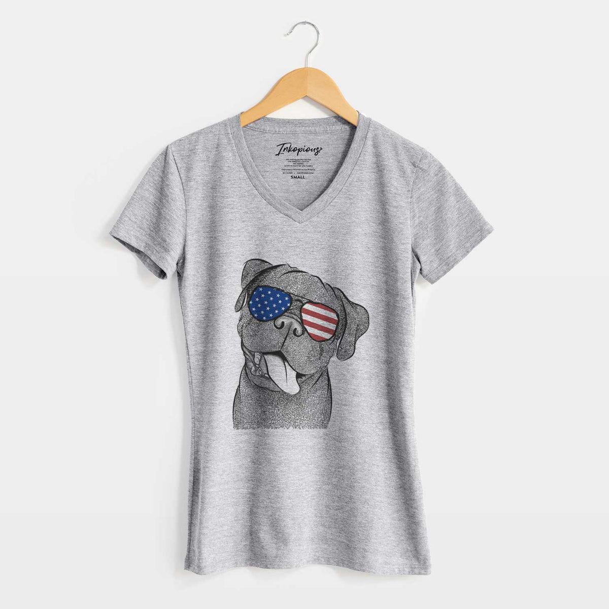 USA Dudley Danger the Pug - Women&#39;s Perfect V-neck Shirt