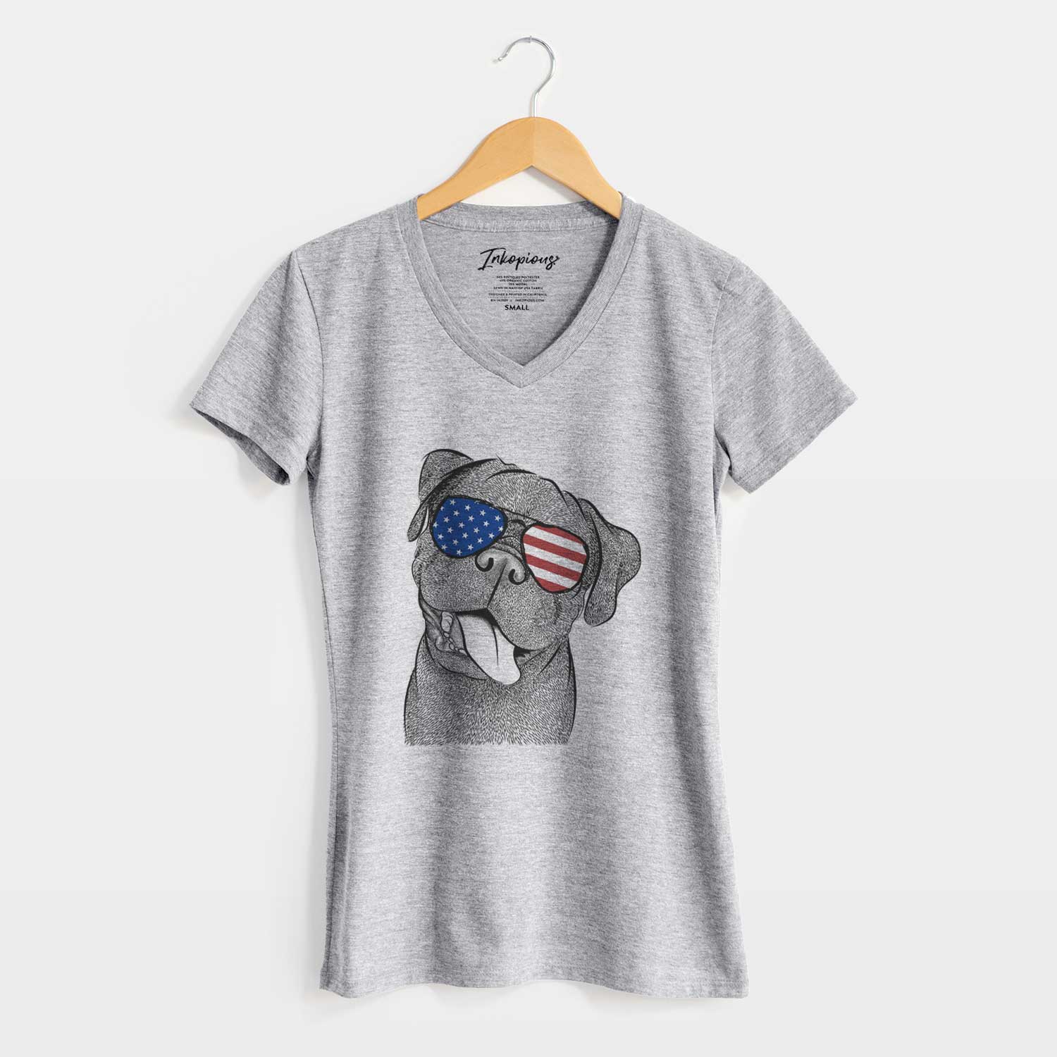 USA Dudley Danger the Pug - Women's Perfect V-neck Shirt