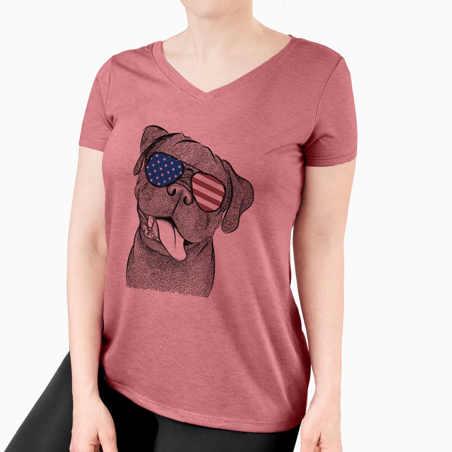 USA Dudley Danger the Pug - Women's Perfect V-neck Shirt