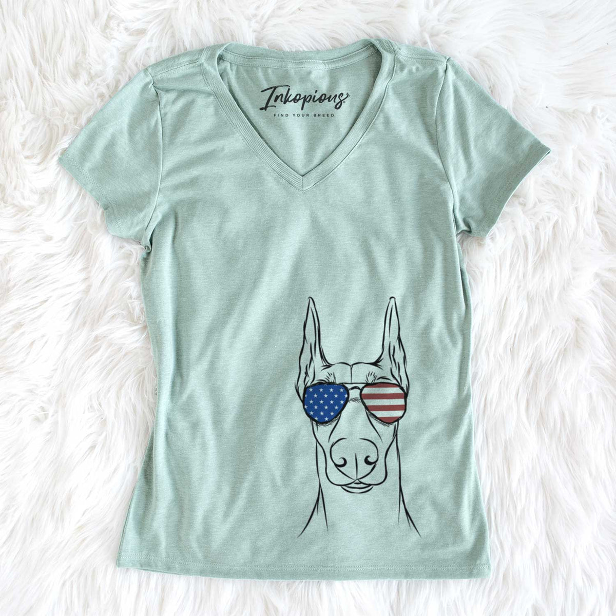 USA Duke the Doberman Pinscher - Women's Perfect V-neck Shirt
