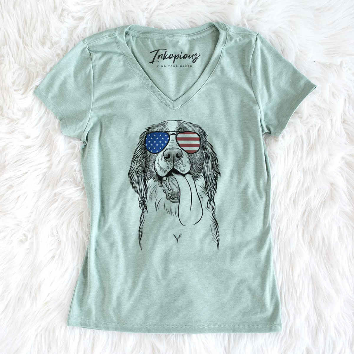 USA Duke the English Springer Spaniel - Women's Perfect V-neck Shirt