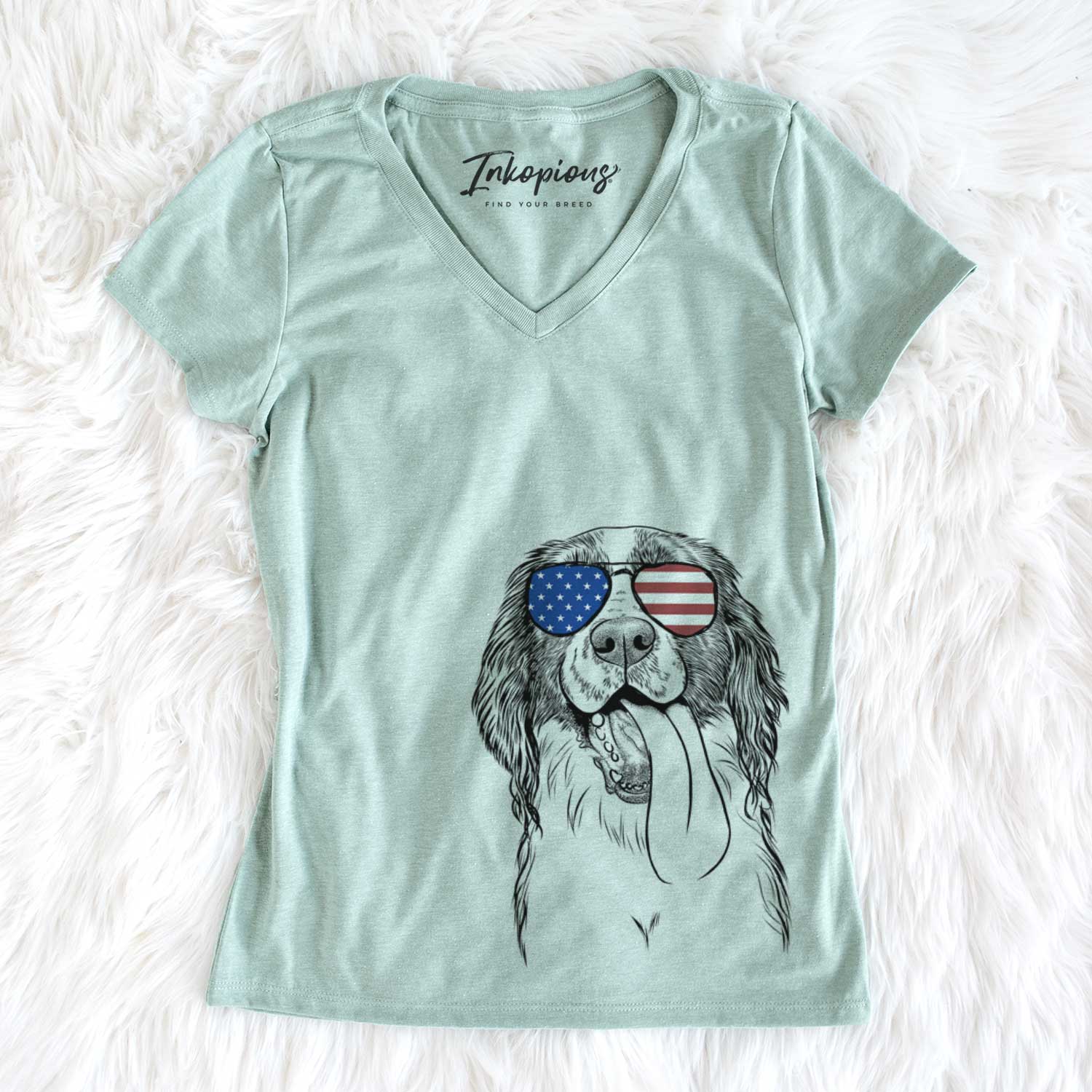 USA Duke the English Springer Spaniel - Women's Perfect V-neck Shirt