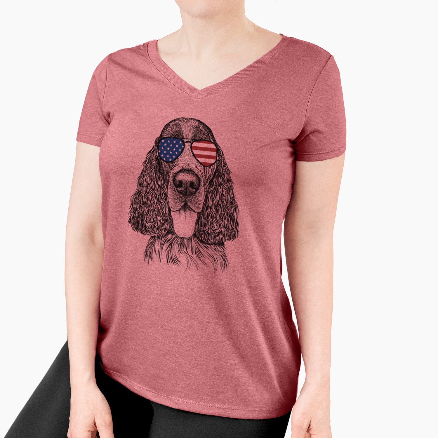 USA Duke the English Springer Spaniel - Women's Perfect V-neck Shirt