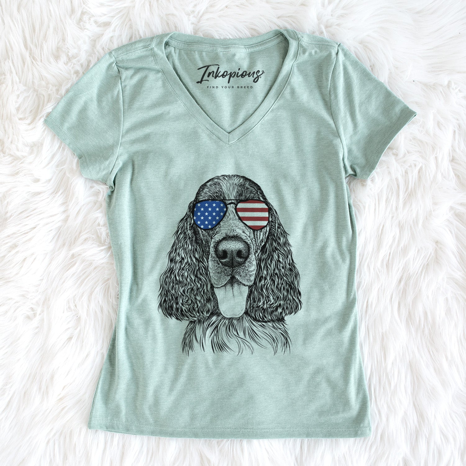 USA Duke the English Springer Spaniel - Women's Perfect V-neck Shirt