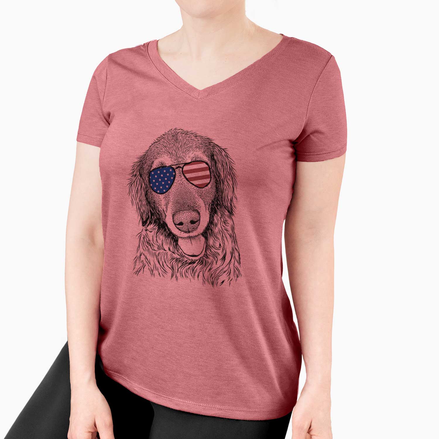 USA Duncan the Golden Retriever - Women's Perfect V-neck Shirt